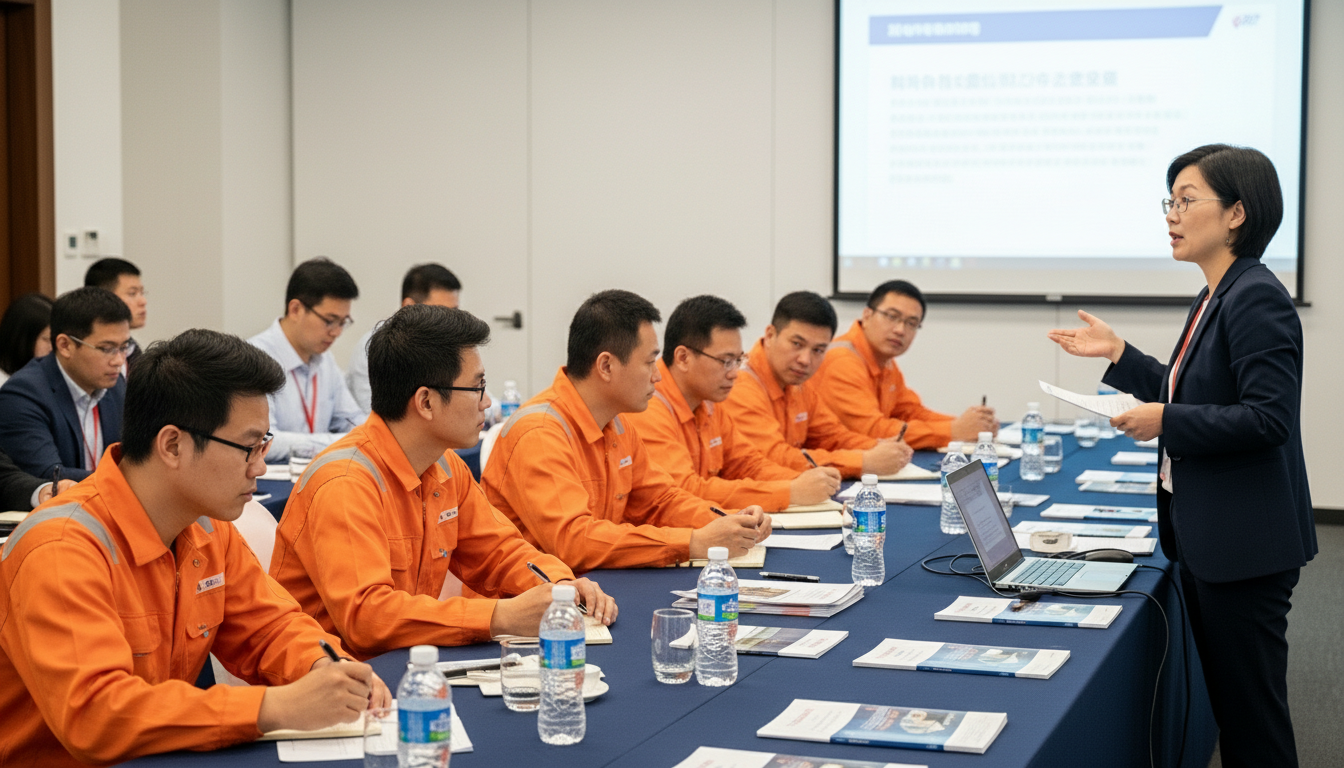 “Manpower agency conducting pre-departure orientation and training for candidates to prepare them for overseas employment and workplace expectations.”