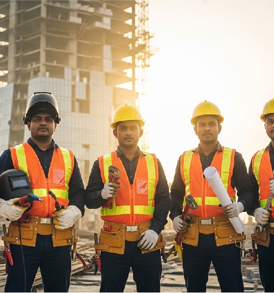 Skilled manpower supply company in Bangladesh providing trained electricians, welders, plumbers, and construction technicians for local and overseas projects.